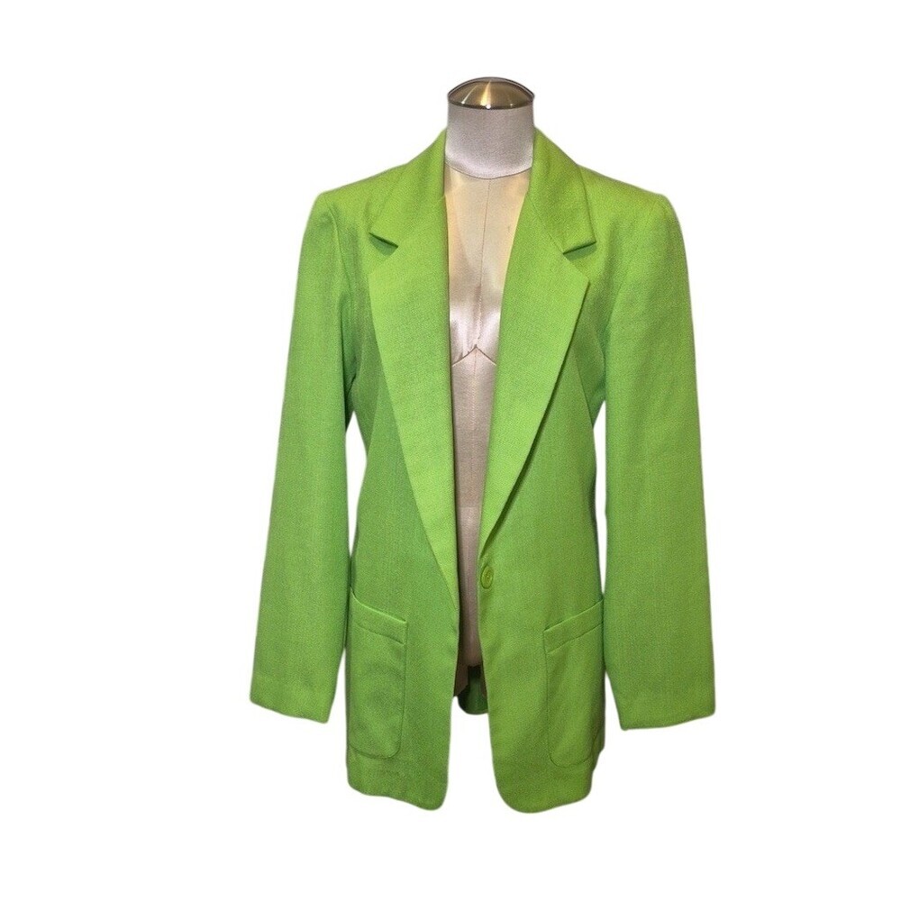 Worthington Blazer Jacket Womens Tall 10 Green Chartreuse Longline - Picture 8 of 9
